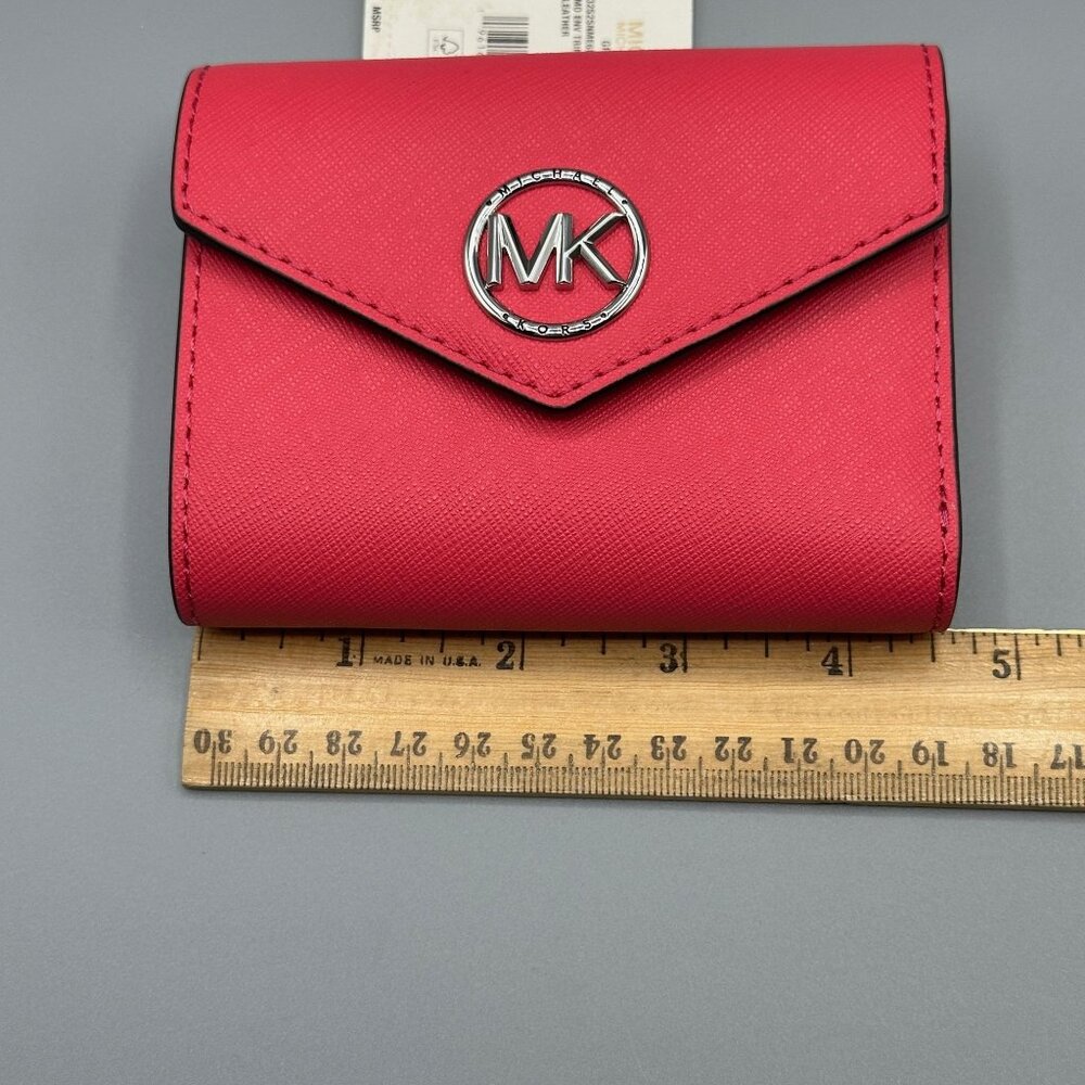 Michael Kors Greenwich Med Envelope Trifold Wallet Geranium Saffiano NWT *READ* - Picture 12 of 16